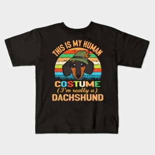 Retro Vintage Silhouette Dachshund Costume Kids T-Shirt